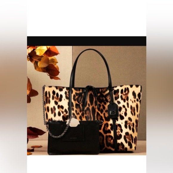Handbags - DOLCE & GABANA PONY HAIR -Leopard Print Tote Bag with Black Accents